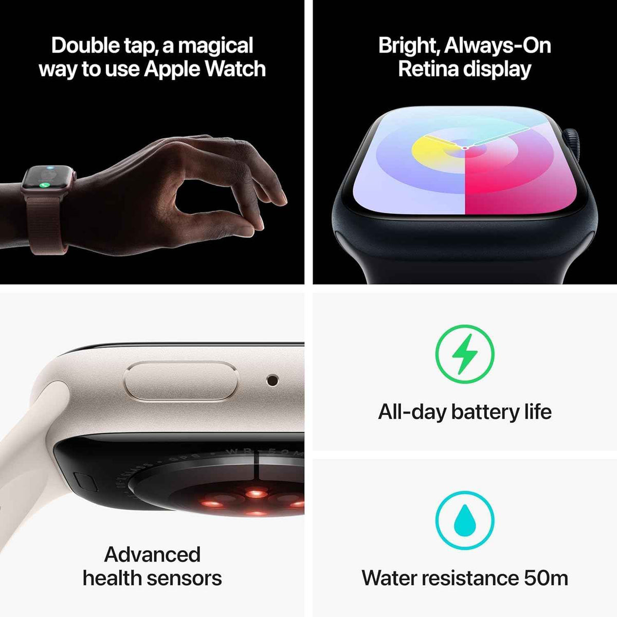 Apple Watch Series 9 [GPS, 45mm] - Midnight Aluminum Case with Midnight Sport Band, M/L (Renewed Premium)