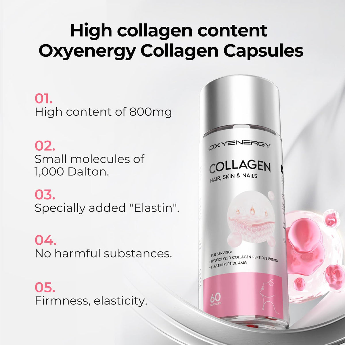 OxyEnergy NAD Supplement 1550 mg & Collagen Peptides 800 mg