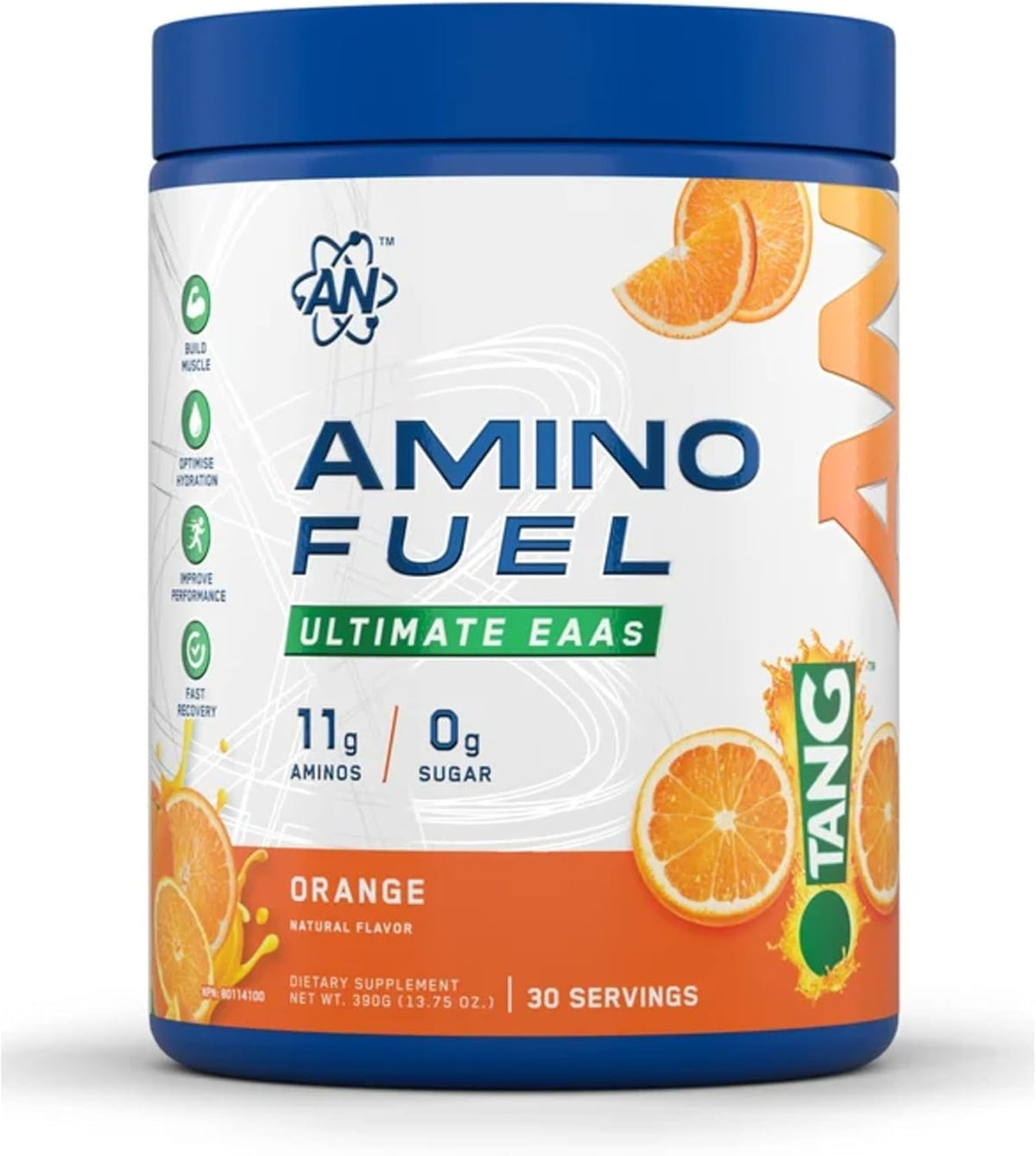 an Supps Amino Fuel | Essential Amino Acids Powder | 9g EAA, 6g BCAA | Build Muscle, Optimize Hydration | Energy & Workout Supplement for Men & Women | Tang Orange | 30 Servings
