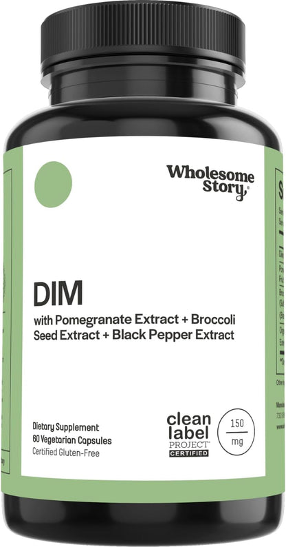 DIM Supplement Women | DIM SGS | Pomegranate, Broccoli and Black Pepper Blend | Estrogen & Hormone Balance for Women | Cell and Tissue Health | 60-Day Supply | Clean Label Project Certified