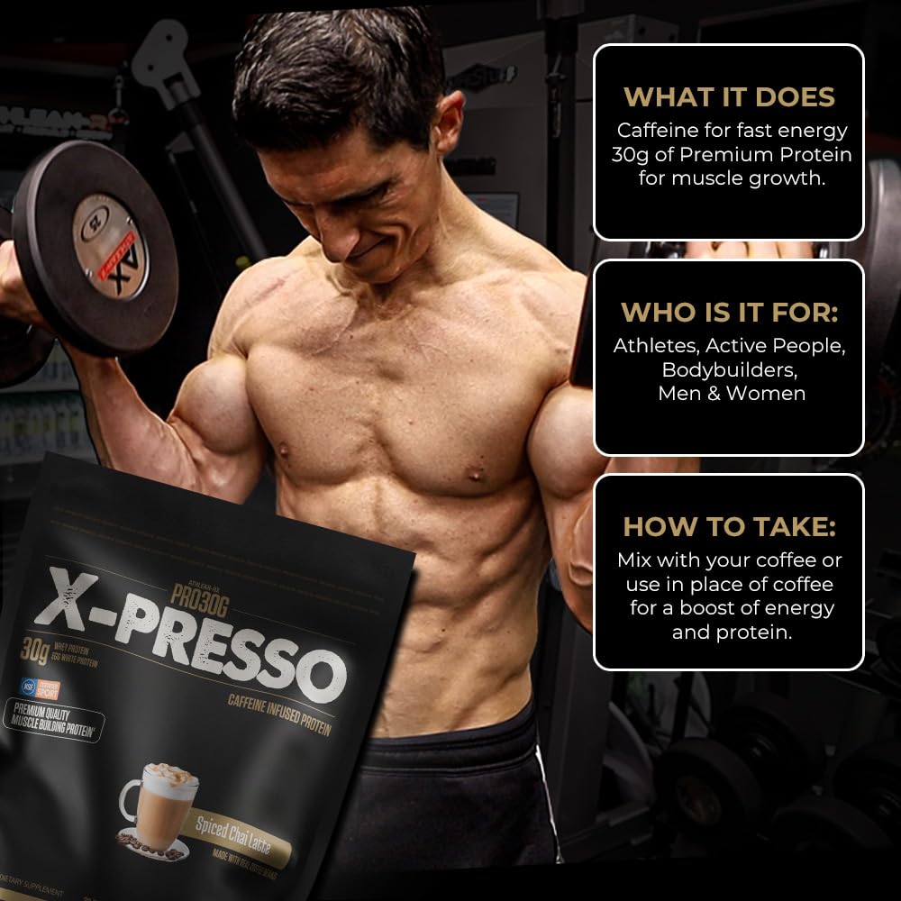 ATHLEAN-X PRO-30G, Xpresso Premium Caffeinated Protein Powder, Mochaspresso, Gluten-Free, Low Sugar, 30g of High Protein Powder for Muscle Recovery & Growth, NSF Certified for Sports