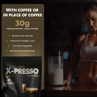 ATHLEAN-X PRO-30G, Xpresso Premium Caffeinated Protein Powder, Mochaspresso, Gluten-Free, Low Sugar, 30g of High Protein Powder for Muscle Recovery & Growth, NSF Certified for Sports