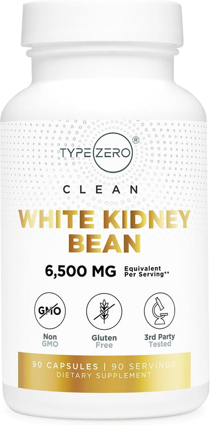 Type Zero Clean White Kidney Bean Extract 90 Capsules for 90 Servings Per Bottle - Non-GMO, Gluten Free