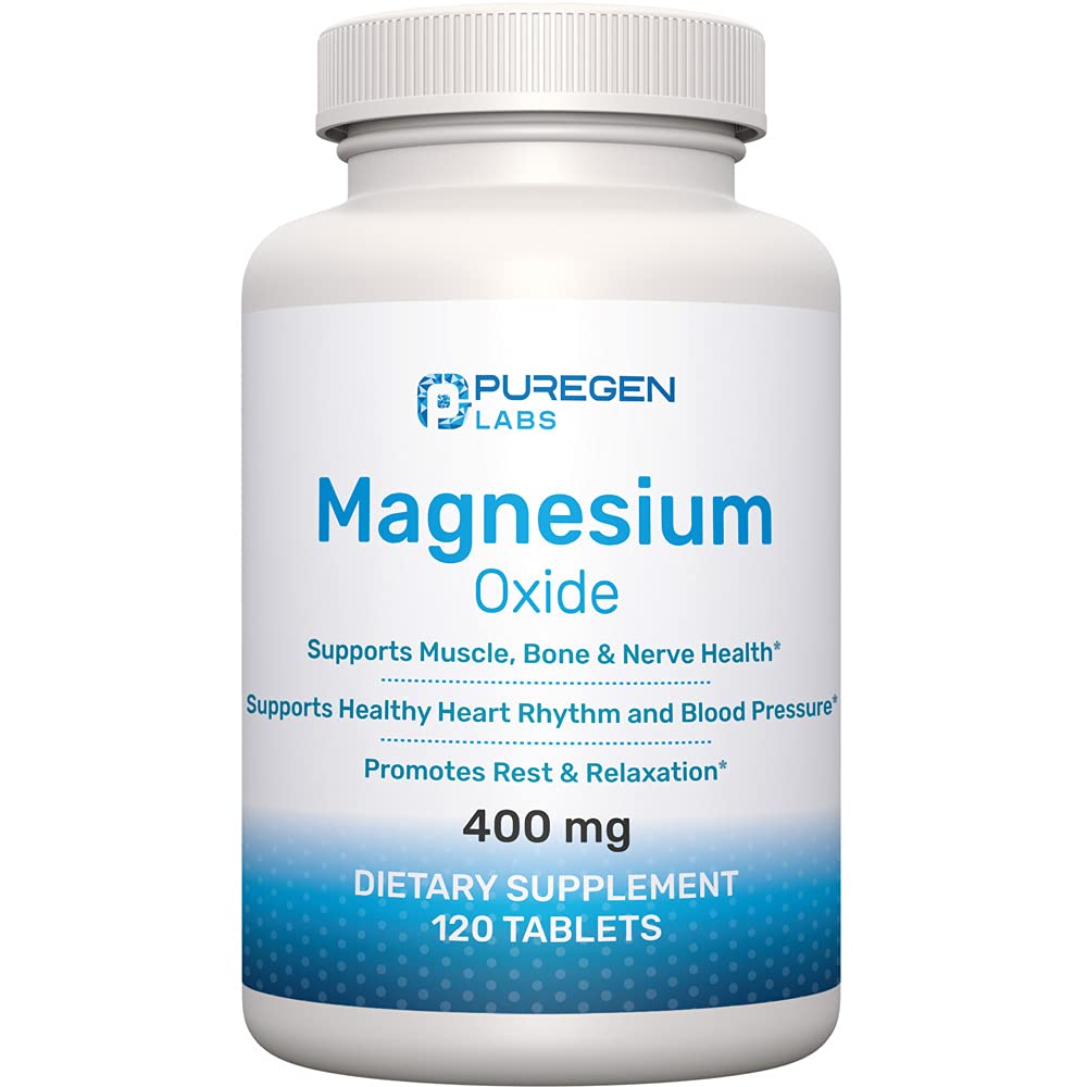 Magnesium 400mg [High Potency] Supplement – Magnesium Oxide for Immune Support, Muscle Recovery, Leg Cramps and Relaxation 120 Tablets