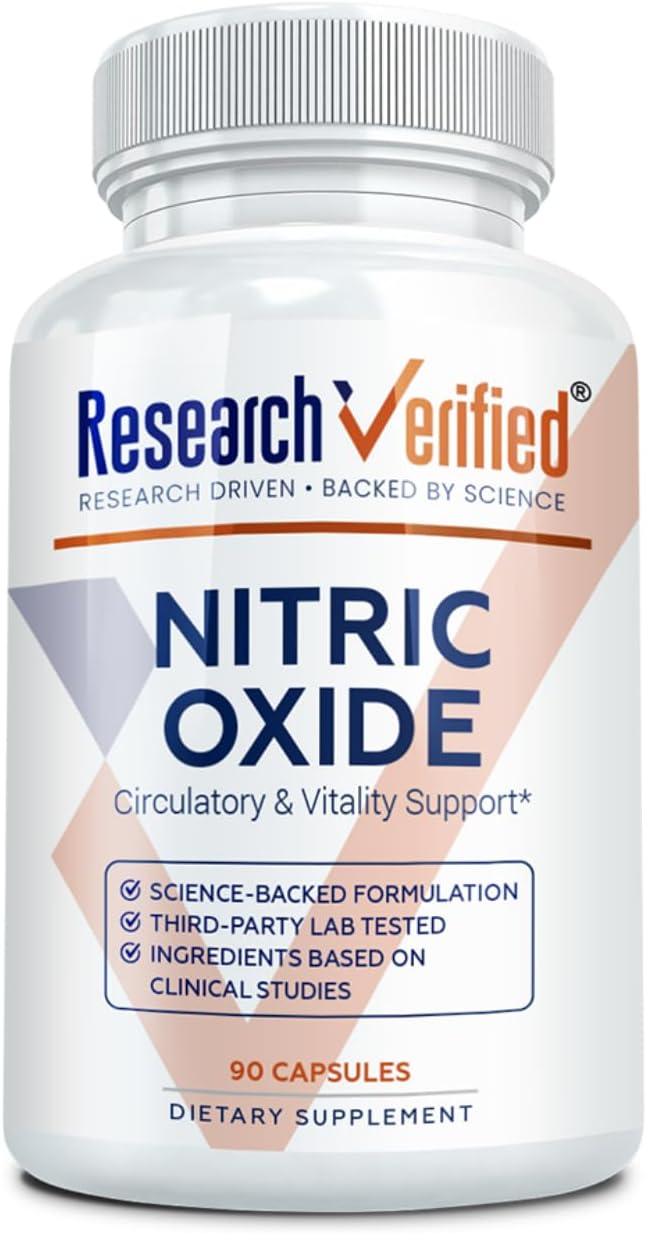 Research Verified Nitric Oxide - with L-Arginine and L-Citrulline - 90 Count - 1 Bottle