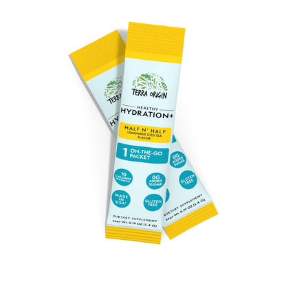 TERRA ORIGIN Healthy Hydration+ Electrolyte Powder Packets | Sugar Free, Gluten Free Drink Mix | Lemonade | 30 Servings (1-Pack)