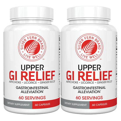 Silver Fern GI Relief - Natural Herbal Supplement 1 Bottle - 60 Capsules | 30-Day Supply All Natural With Artichoke Leaf Extract, Ginger Root Extract, and GutGuard Licorice Flavonoids.
