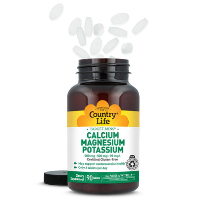 Country Life Target-Mins Calcium Magnesium Potassium, 180 Tablets