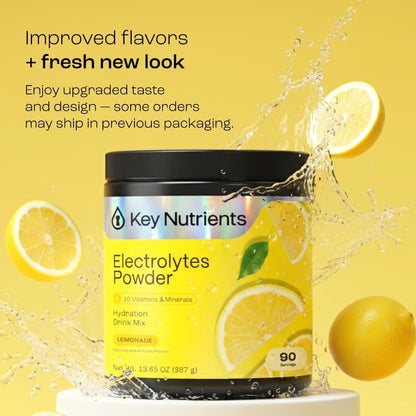 KEY NUTRIENTS Hydration Bundle, Lemonade Electrolytes Powder 90 Servings + Gut Health Electrolytes Powder Passionfruit Lemonade 16 Servings, Sugar Free Drink Mix with Prebiotic Fiber, Vitamins & Miner
