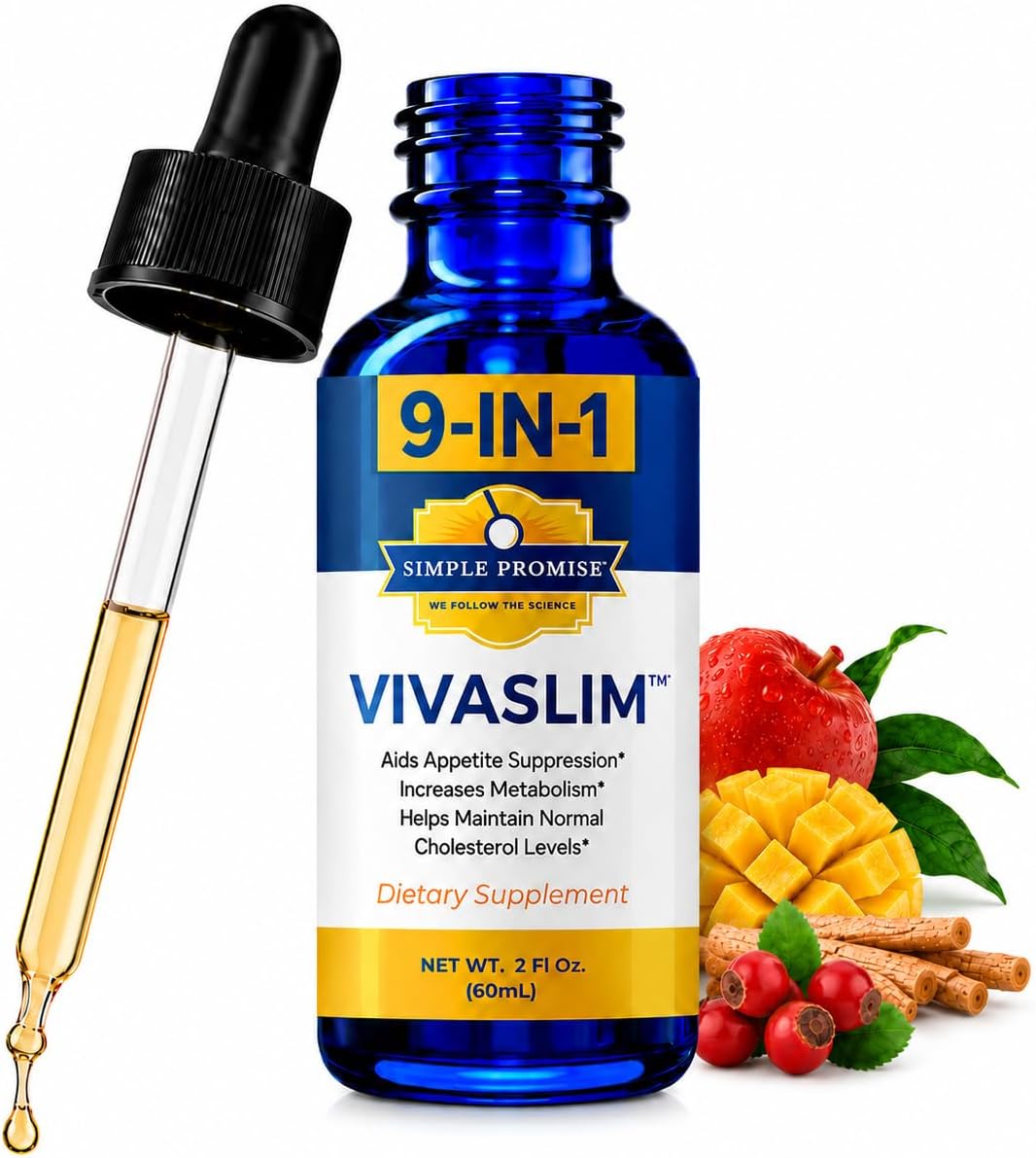 VivaSlim - Liquid Drops for Women - Maca Root and African Mango Extract | Sublingual Liquid, Appetite Balance Support, Rhodiola and Maca Root, Easy 10-Drop Routine, Alcohol-Free, 2 fl oz