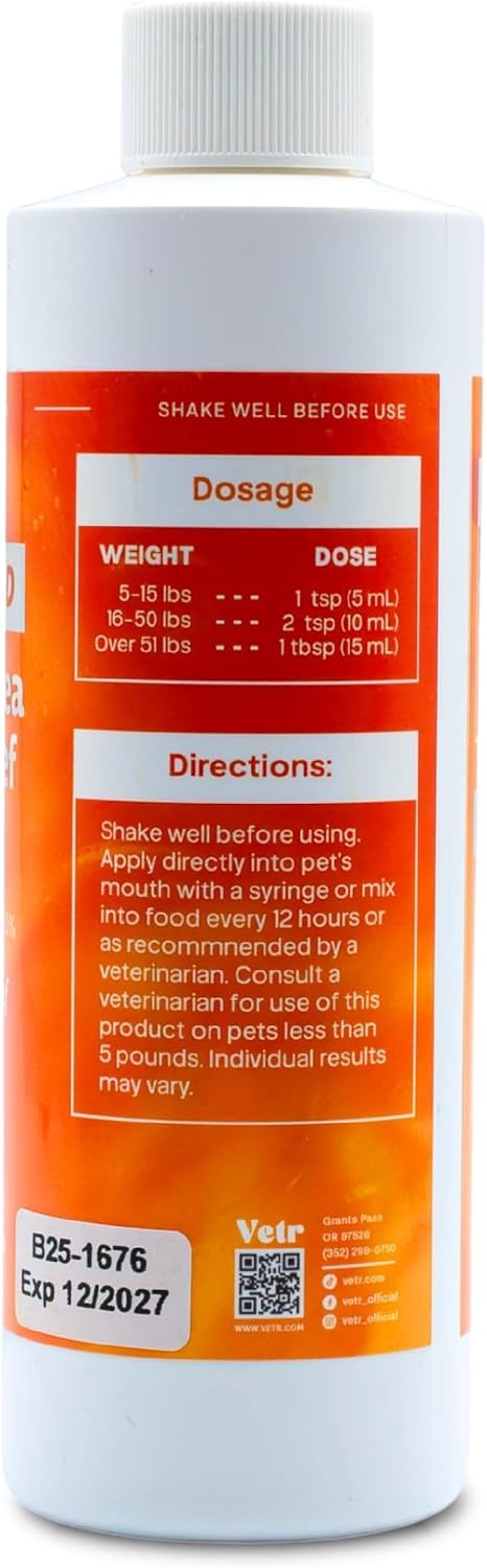 Vetr Anti-Diarrhea & Gas Relief for Dogs - Kaolin Liquid Formula for Fast Upset Stomach Soothing & Digestive Support - All Breeds & Sizes - 8 oz (240mL) - Vet-Formulated in USA