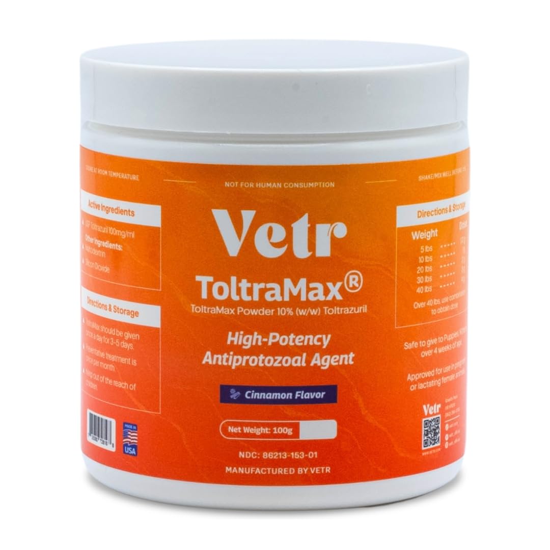 Vetr's Toltramax Toltrazuril Powder for Horses, Dogs, Cats, 100g (10.0%, Chicken)