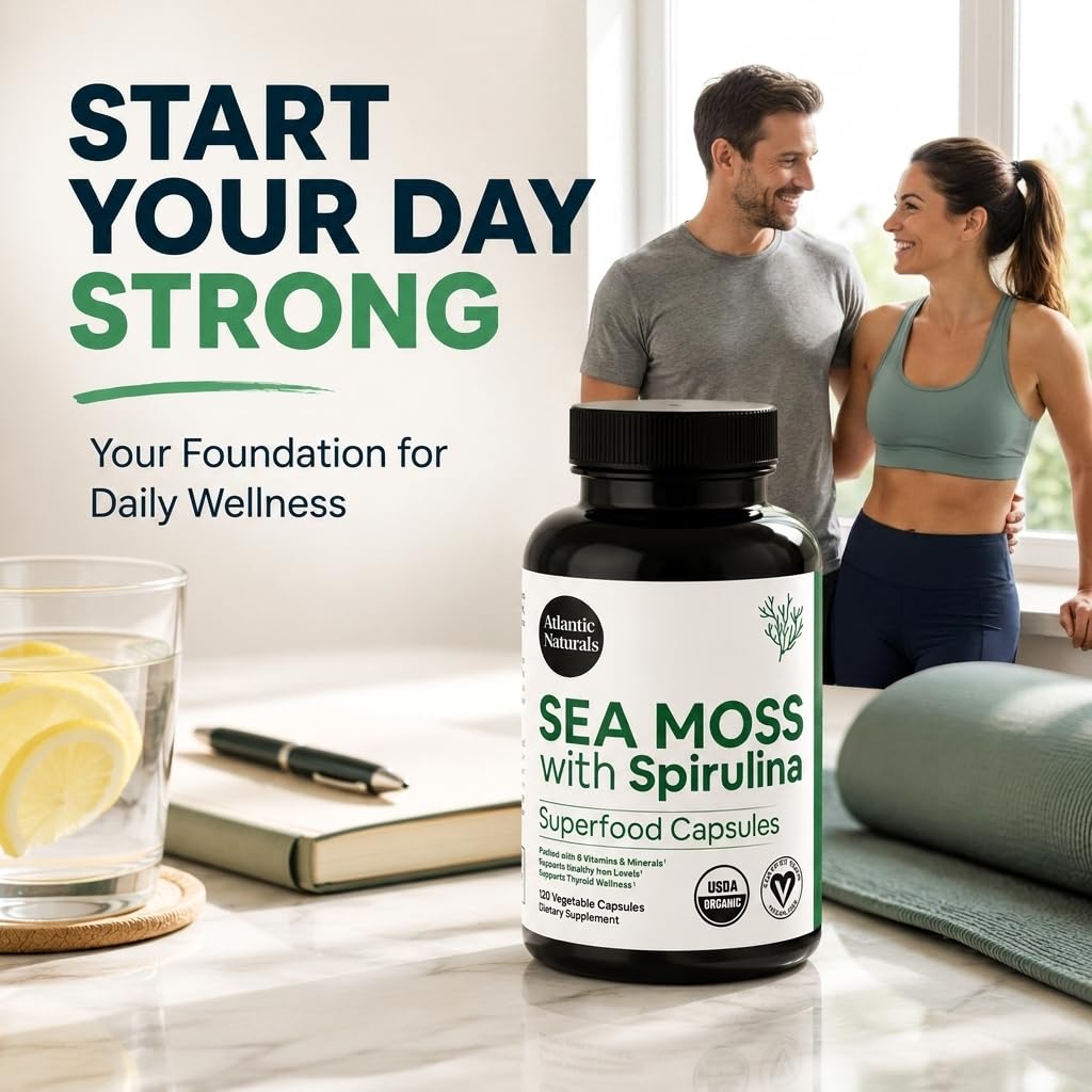Atlantic Naturals Sea Moss with Beet Root Capsules - Premium Quality Multivitamin Supplement - Sea Moss Superfood to Support Immune Health, Blood Flow, Joint Health & Athletic Performance - 120 ct