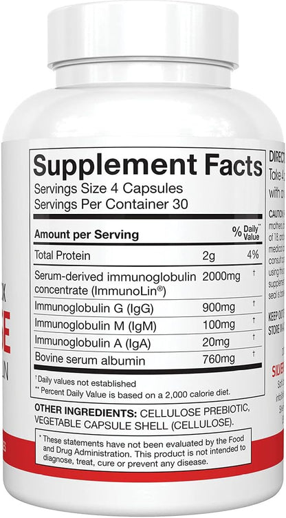 Silver Fern Cleanse - Daily Gut - 1 Bottle - 120 Capsules - 30 Day Supply | Immunoglobulin G, A & M -(IgG, IGA, IgM) - Digestive System & Immune System Support - Postbiotic