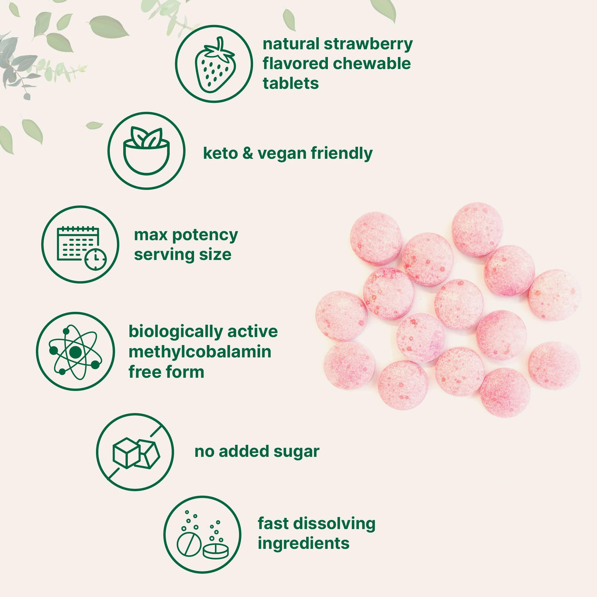 Micro Ingredients Vitamin B12 5,000 mcg | Methylcobalamin – 240 Chewable Tablets | Fast Dissolve, Natural Strawberry Flavor