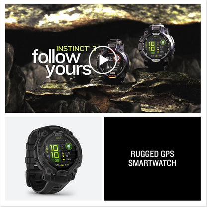 Garmin Instinct® 3 AMOLED, Rugged GPS Smartwatch, 45mm, Black