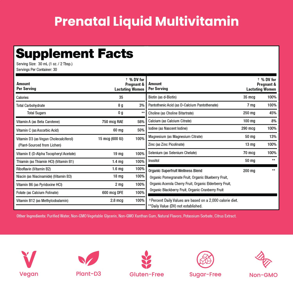 Prenatal & Postnatal Multivitamin for Women | Sugar Free Liquid Prenatal Vitamins for Women