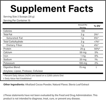 PURE® Vegan Protein Powder - 25g Plant Based Protein, 15 Servings - Pea & Mung Bean Blend with Digestive Enzymes - Dairy-Free - Muscle Recovery & Appetite Control - Chocolate 525 Grams