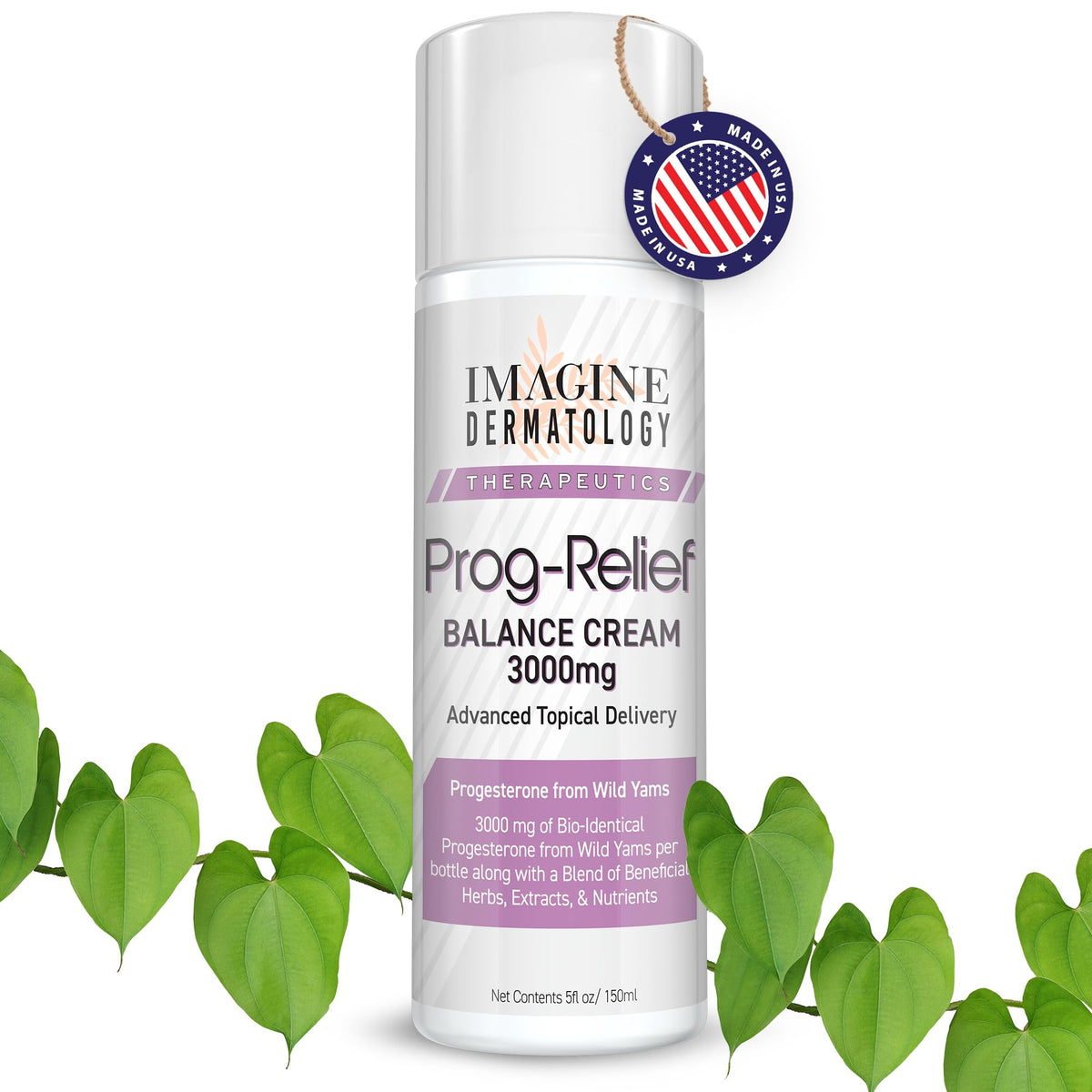 Imagine Dermatology Bio-Identical Progesterone Cream, 50% More - 3000mg, 150 Pump Doses