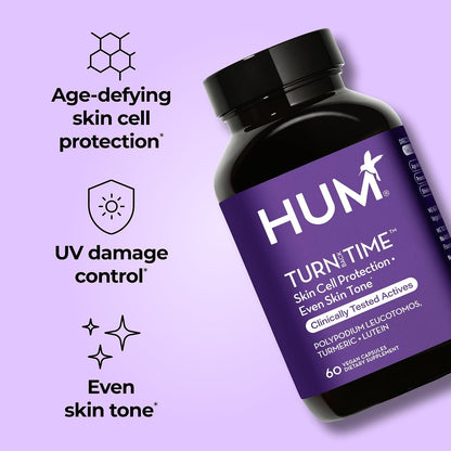 HUM Turn Back Time Turmeric & Green Tea, Skin Aging Support, 60 Count