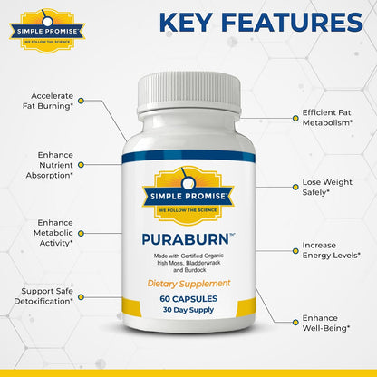 PuraBurn - Irish Sea Moss Capsules for Daily Wellness - Bladderwrack Root | Organic Sea Moss, Nutrient Absorption Support, Bladderwrack and Kelp, Simple 2-Capsule Routine, Non-GMO