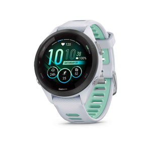 Garmin Forerunner® 265S, Running Smartwatch, 42mm, Whitestone/Neo Tropic