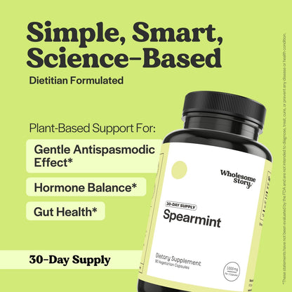 Spearmint + DIM | Organic Spearmint Capsules + DIM Supplement Plus Pomegranate, Broccoli and Black Pepper | Supports Hormones, Cell and Tissue, Digestion & Gut Health | 30 & 60 Day Supply