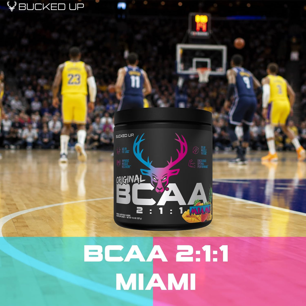 Bucked Up Original BCAA 2:1:1 Branched Chain Essential Amino Acids - Supplement Powder - | 100% Pure 2:1:1 Instantized Formula | Pre/Post Workout | 30 Servings | (Miami Flavor)