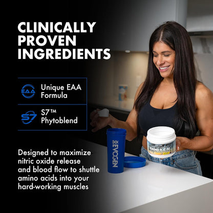 Evogen Amino K.E.M. EAA & BCAA | Tropic Thunder | 30 Servings | S7 nitric oxide blend with betaine anhydrous, coconut water and leucine for blood flow, muscle growth, hydration and recovery
