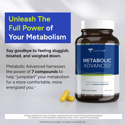 Gundry MD® Metabolic Advanced Nutrient Blend with Berberine, 60 Servings | Supports Healthy Metabolism, Energy Boosting, Sugar & Artificial Sweetener Free, with Zinc & Chromium, 2 Capsules Daily