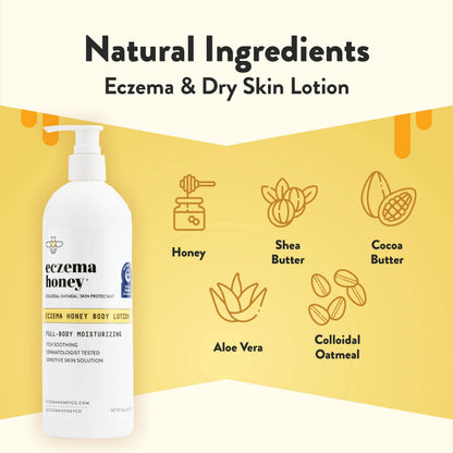 ECZEMA HONEY Oatmeal Body Lotion - Hand & Body Cream for Eczema Relief - Natural Dry Skin Repair (16 Oz)