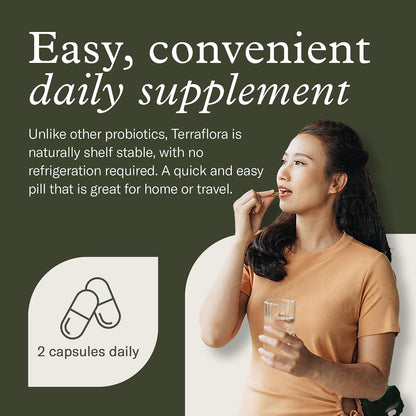 Terraflora Advanced Care Synbiotic, SBO Spore Probiotic, Gut, 60 Ct | Soil-based spore probiotics & prebiotics with Bacillus coagulans & subtilis. Digestive & gut health, vegan. 60 caps.