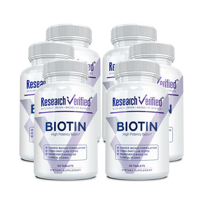Research Verified Biotin – Pure Extra Strength Biotin 10000mcg – Hair Skin and Nails Vitamin – Third-Party Tested, Made in USA – 60 Vegan Tablets