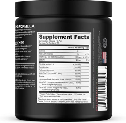 Bucked Up Pre Workout - Best Tasting - 6 Grams Citrulline, 2 Grams Beta Alanine Non Proprietary Blend, Powder (Strawberry Kiwi)