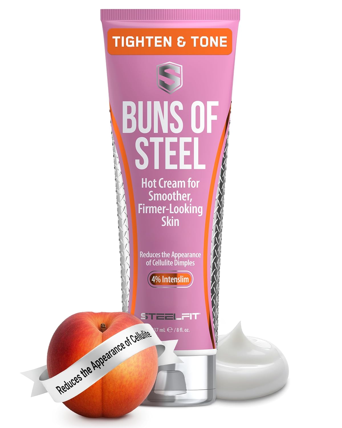 SteelFit Maximum Toning Cellulite Cream for Stretch Marks, Buns of Steel | Skin Firming & Tightening Body Lotion with Caffeine - Anti-Cellulite Remover Treatment for Booty, Thighs, Legs, & Glutes