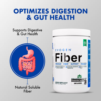 Evogen Fiber Powder | Gut Health | Natural Raspberry Lemonade | 30 Servings | Psyllium husk, inulin and digestion-resistant maltodextrin to ease bloating and support regularity; keto, low-carb friendly