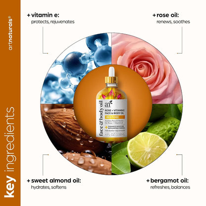 Artnaturals Rose & Vitamin E Face Oil, 4 oz