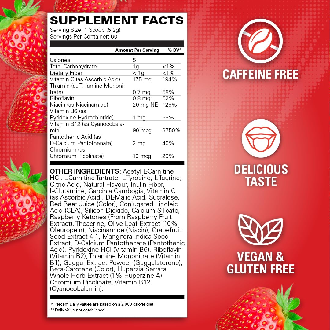 EHP Labs OxyShred Non Stimulant Pre Workout Powder - Stim Free Pre Workout, Caffeine Free Preworkout for Men & Women with L Glutamine & Acetyl L Carnitine - Peach, 60 Servings