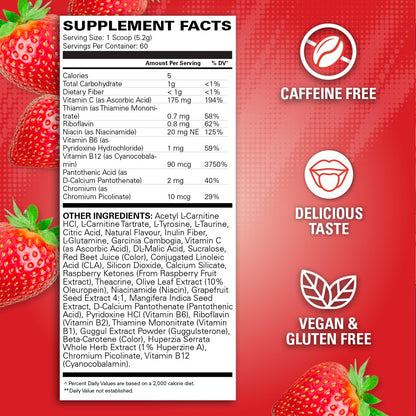 EHP Labs OxyShred Non Stimulant Pre Workout Powder - Stim Free Pre Workout, Caffeine Free Preworkout for Men & Women with L Glutamine & Acetyl L Carnitine - Peach, 60 Servings