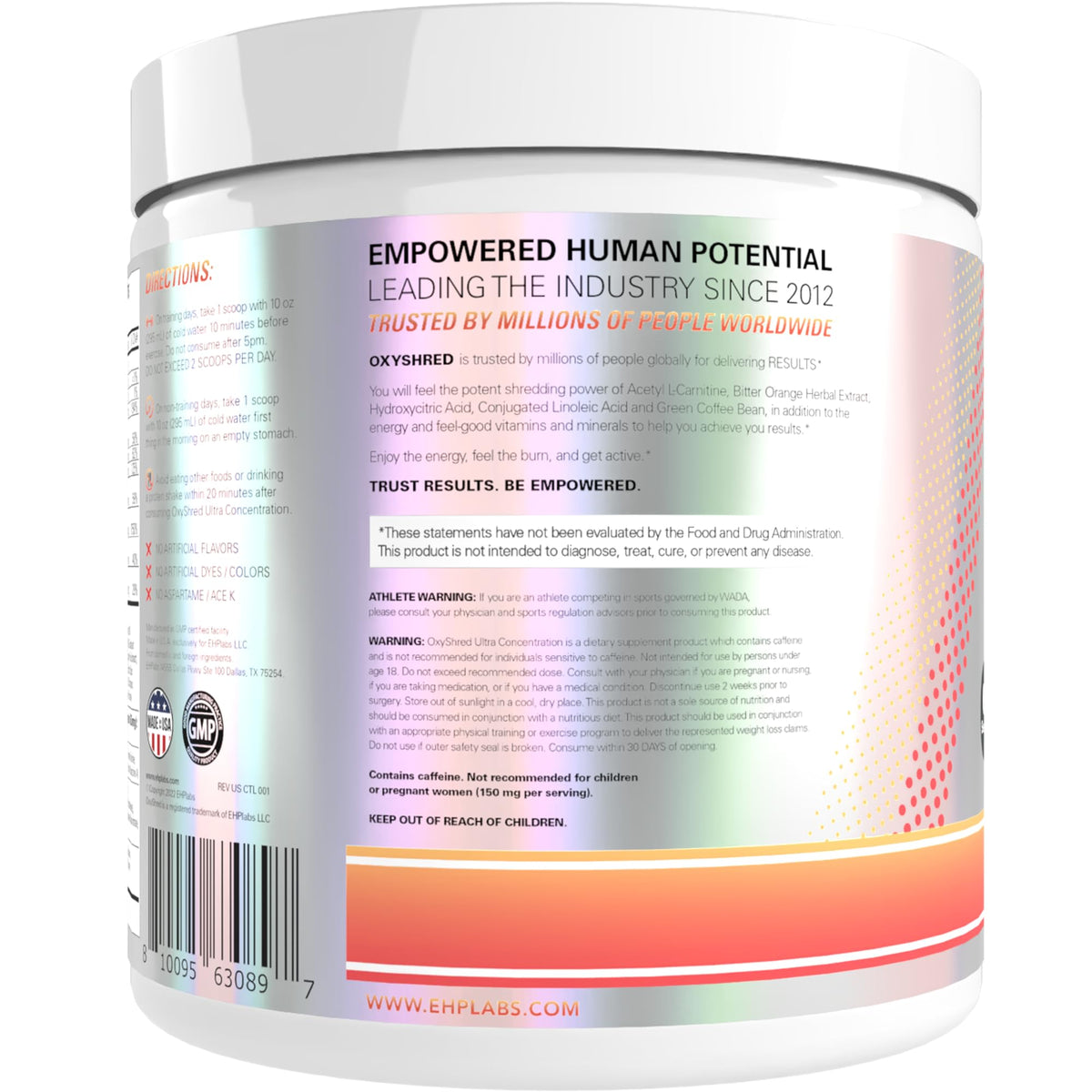 EHP Labs OxyShred Pre Workout Powder - Preworkout Powder with L Glutamine & Acetyl L Carnitine, Energy Boost Drink - Cosmic Blast, 60 Servings