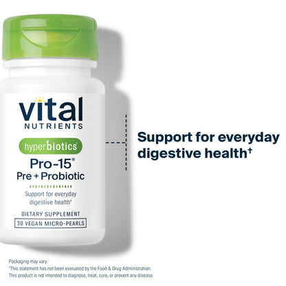 Hyperbiotics Vital Nutrients Pro-15 Prebiotics and Probiotics for Women and Men | 15 Science Backed Strains | Supports Occasional Constipation, Diarrhea, Gas & Bloating | 60 Vegan Time Release Pearls