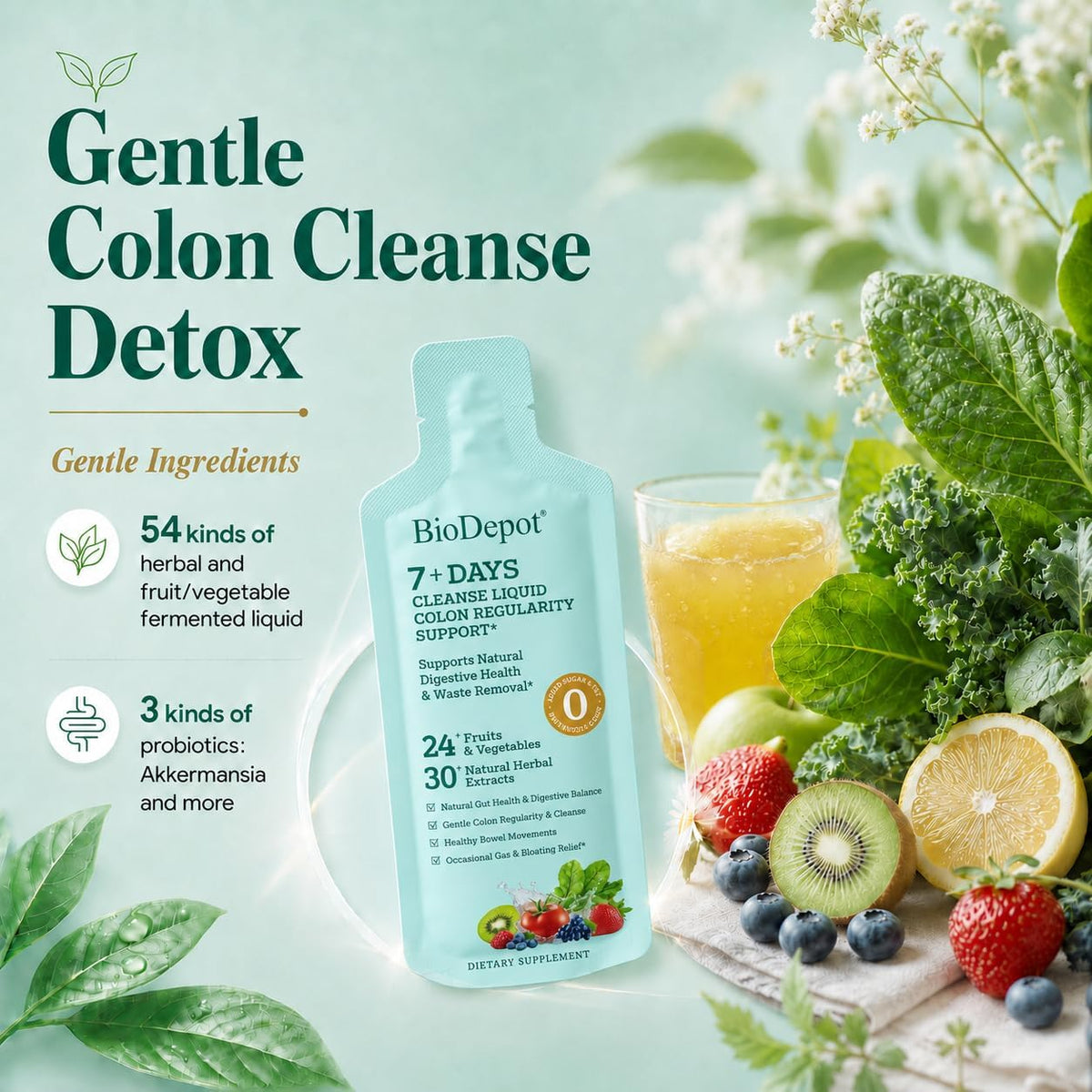 7 Day Gut Cleanse & Daily Liquid Probiotic Support Bundle, 14pack | Gut health wellness routine with 7-day cleanse + 10-strain liquid probiotics, prebiotics & postbiotics for microbiome balance