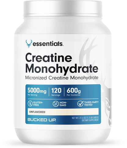 Bucked Up Pure Micronized Creatine Monohydrate for Women and Men - Easy to Mix and Unflavored - 5G Per Serving - 50 Servings - 250 Grams Per Container