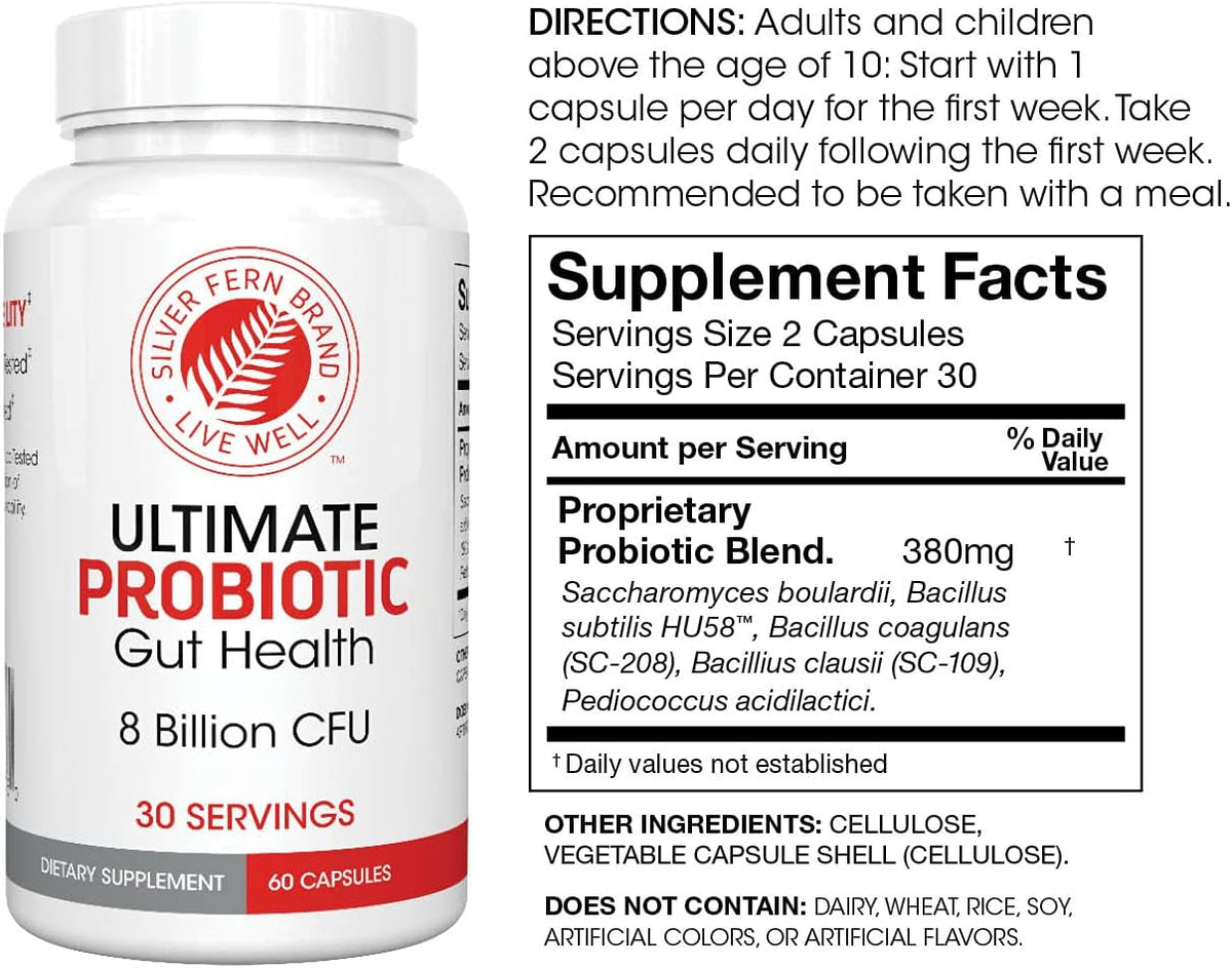 Silver Fern Gut Rehab Kit - 30 Day Supply - Cleanse Daily | (1 Bottle = 120 Capsules) & Ultimate Probiotic (1 Bottle = 60 Capsules) - Immunoglobulins & Spore Forming Probiotics