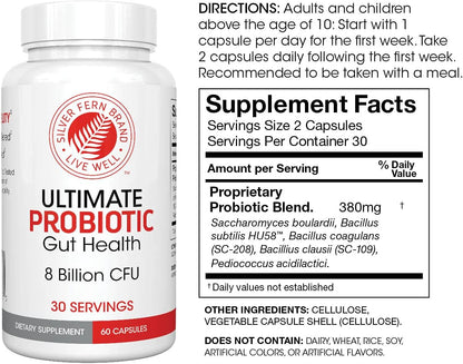 Silver Fern Gut Rehab Kit - 30 Day Supply - Cleanse Daily | (1 Bottle = 120 Capsules) & Ultimate Probiotic (1 Bottle = 60 Capsules) - Immunoglobulins & Spore Forming Probiotics