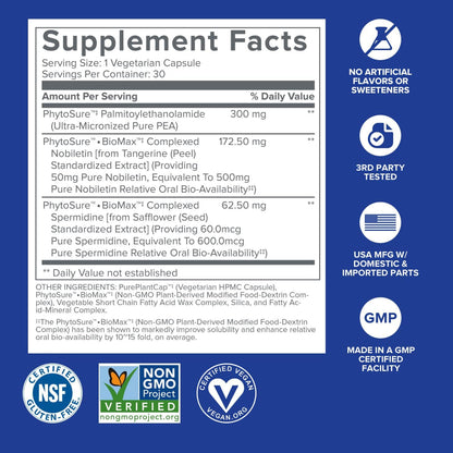 Gundry MD® Bio Sync Longevity Supplement, 30 Servings | Certified Vegan, Certified Gluten Free, Non-GMO, Sugar Free, Made with Spermidine, PEA, & Nobiletin, Feel More Energetic