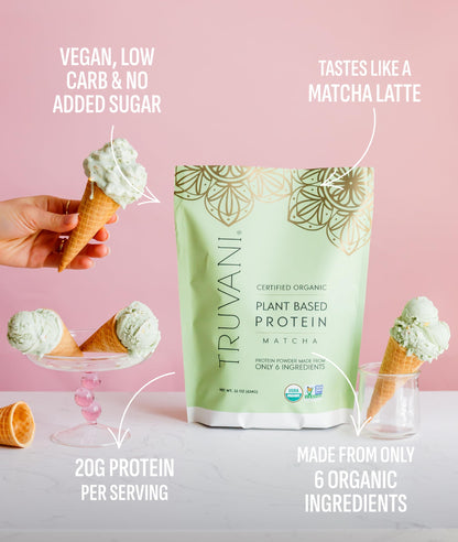 Truvani Organic Plant Based Protein Powder | Strawberry | 10 Servings | Vegan | 20g Pea Protein | Single Serving Travel Packets | Keto | Gluten & Dairy Free | Low Carb