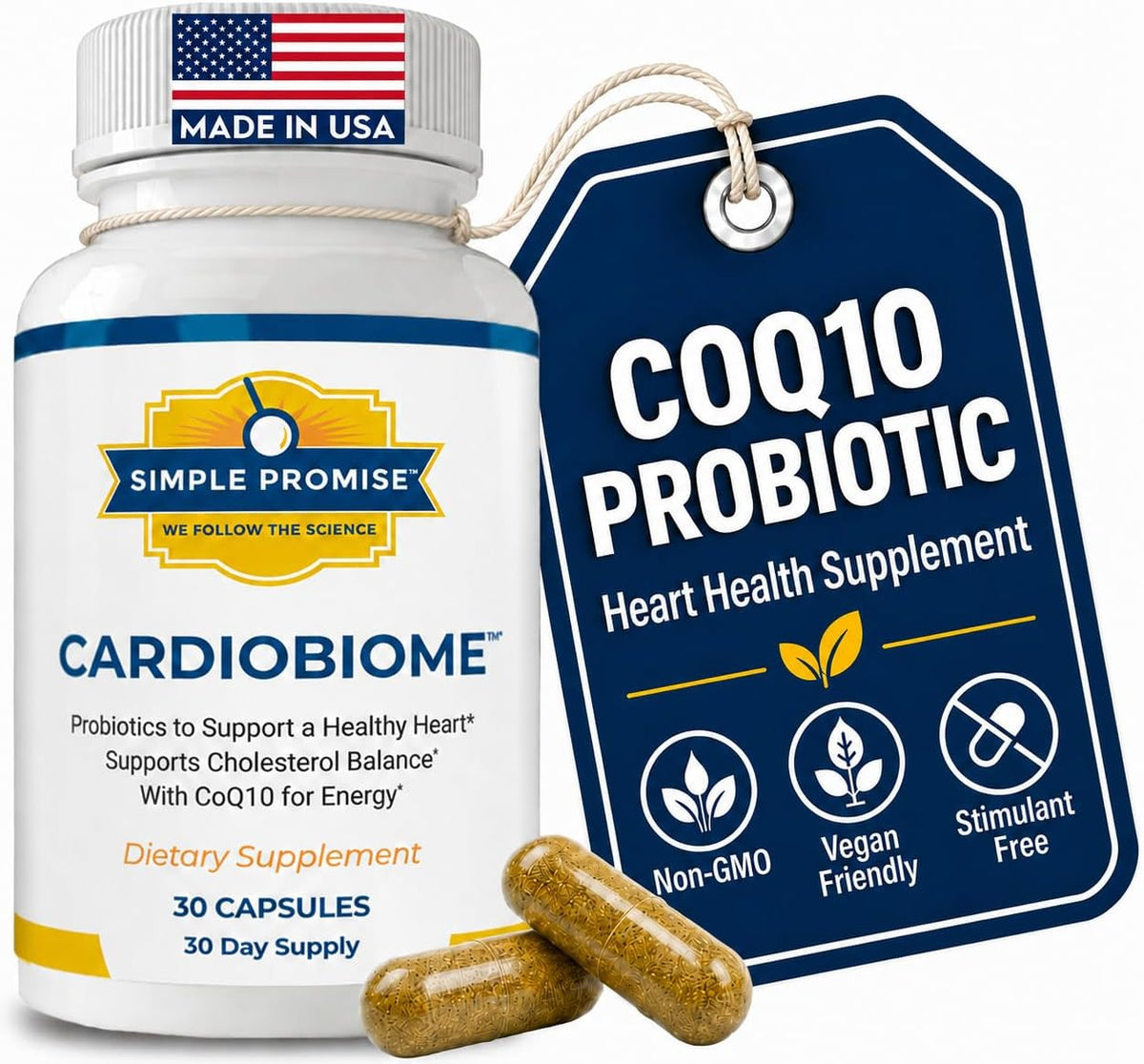 CardioBiome - CoQ10 Probiotic with Artichoke Extract - Heart Health Support | Probiotic Heart Blend, Circulation and Gut Support, Artichoke Extract, Simple Once-Daily Routine, Non-GMO, 30-Day Supply
