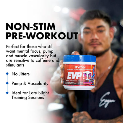Evogen EVP 3D Stim Free Pre-Workout | Citrus Candy | 40 Servings | Arginine nitrate, L-citrulline, beta-alanine and creatine with lion's mane, L-tyrosine and DMAE for pumps and focus