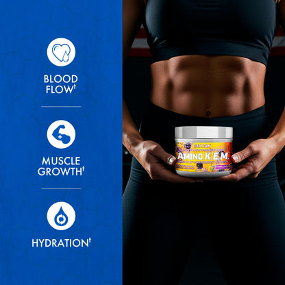 Evogen Amino K.E.M. EAA & BCAA | Tropic Thunder | 30 Servings | S7 nitric oxide blend with betaine anhydrous, coconut water and leucine for blood flow, muscle growth, hydration and recovery